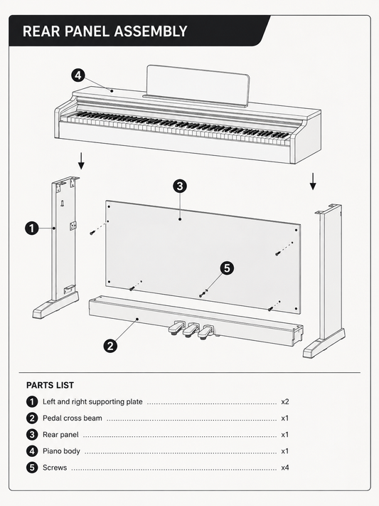 Purlwey GPL-96 Hammer Keys Wooden Digital Piano