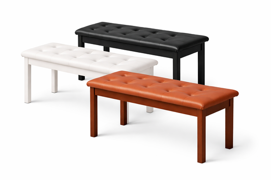 Tufted Piano Bench – Black - Light Brown - White